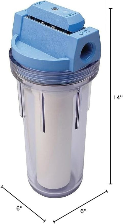 Culligan HF-360A/HF-360B Whole House Water Filter Housing Clear – 3/4" Inlet/Outlet, Standard Duty, Sediment Water Filtration for Home Plumbing & Appliances, NSF Certified