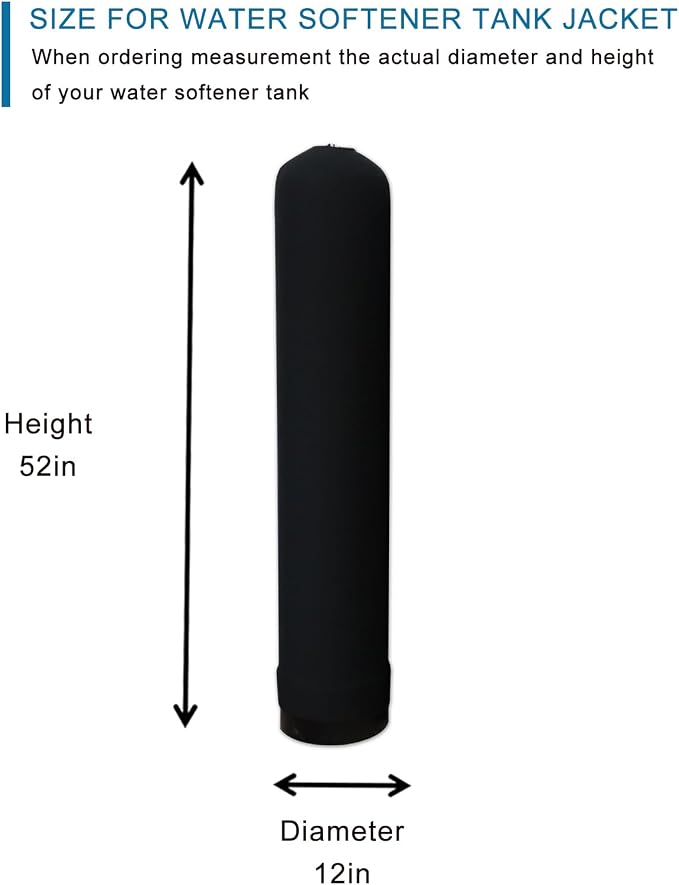 12x52 Water Softener Jacket, Neoprene Water Softener Tank Jacket to Prevent Sweating, Water Softener Insulation Jacket Outdoor Insulated, Water Softener Cover (12 * 52inch,Black)