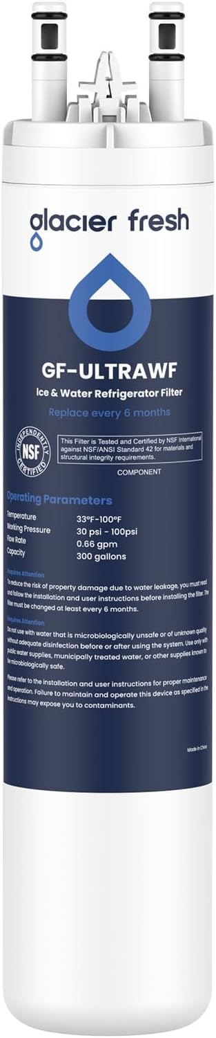 GLACIER FRESH ULTRAWF Frigidaire Refrigerator Water Filter, 1 Pack | Compatible with Pure Source Ultra, Kenmore 9999, 469999, 46-9999, A0094E28261, NSF 42 Certified