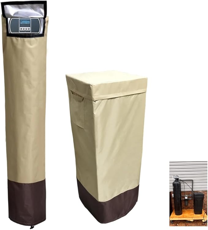Water Softener Covers for Outside Units,16’’D×35’’H,11’’D×55’’H,Water Softener Cover Outdoor,All-Weather Protection,Cover for Water Softener Outside,Beige&Tan