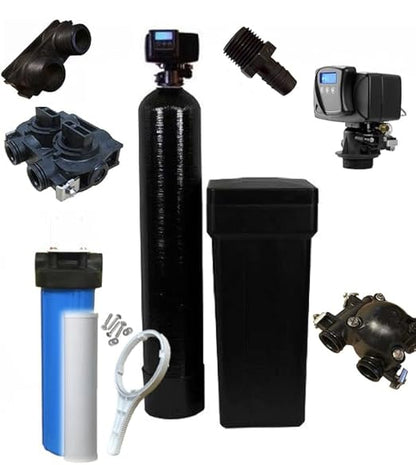 Combo System Fleck Whole House 64k Water Softener Upgraded 10% Resin, 5600sxt Metered, 1" Bypass and Brine Tank, 64,000 Grains and Carbon Pre-Filter