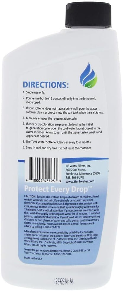 Tier1 Water Softener Cleanser 16 oz | Universal Resin Cleaner for Most Water Softeners | Reduce Mineral Buildup & Odor | Easy Direct-Pour Formula for Brine Wells | Maintain Peak System Performance