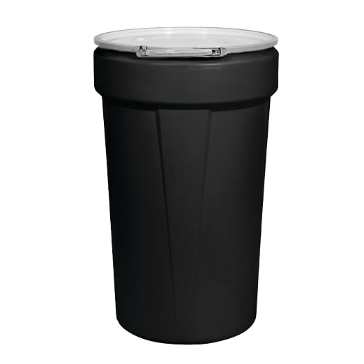 Eagle Plastic Drum, 55 Gallon Drum, DOT Compliant, Made in USA, Black | High-Density-Polyethylene, Open Head Lab Pack Drum, Metal Lever-Lock with Bung Lid, Hazardous Material Storage, Transport