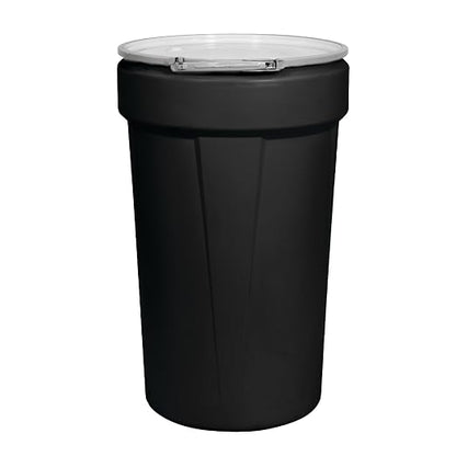 Eagle Plastic Drum, 55 Gallon Drum, DOT Compliant, Made in USA, Black | High-Density-Polyethylene, Open Head Lab Pack Drum, Metal Lever-Lock with Bung Lid, Hazardous Material Storage, Transport