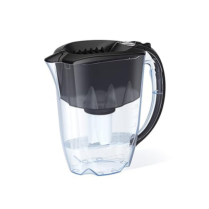 AQUAPHOR 7 Cup Ideal Water Filter Pitcher with 1 x B15 Filter | Reduces Chlorine & Heavy Metals | Fast Flow Water Filtration | BPA-Free & Dishwasher Safe | Improved & Filtered Water | Black
