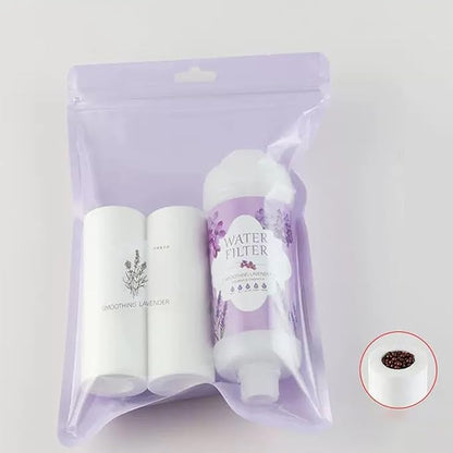 Vitamin C Shower Filter for Hard Water Filter + 2 Shower Aromatherapy Replacement Cartridge Bathroom Accessories Remove Chlorine Fluoride Heavy Metals Lavender