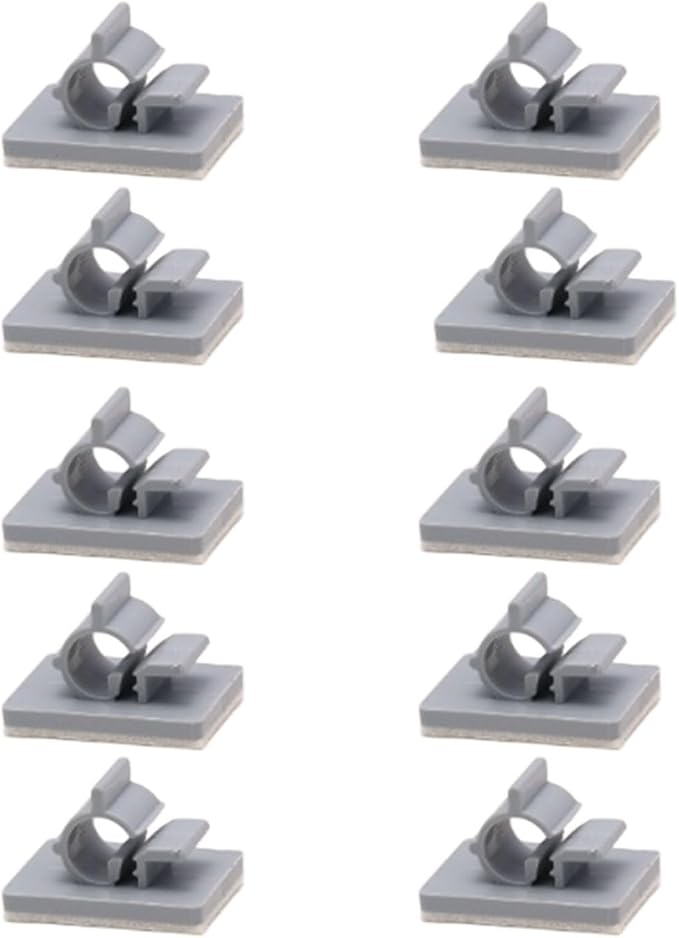 10-Pack Adhesive RO Tubing Holder Clips - for 3/8 Inch Water Filter Tube, Cable Management Mounts for Reverse Osmosis System, Refrigerator, Under Sink Organization (3/8 inch RO Tubing Mounting Clips)
