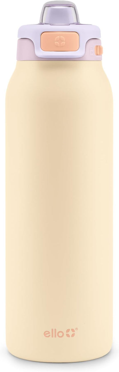 Ello Pop & Fill 32oz Stainless Steel Water Bottle with Quick Fill Technology, Double Walled and Vacuum Insulated Metal, Leak Proof Locking Lid, Sip and Chug, Reusable, BPA Free, Pastel Paradise