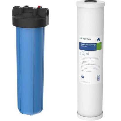 Pentair Pentek 150233 Big Blue Carbon Water Filter, 20-Inch, Whole House Heavy Duty Radial, Reduces Sediment and Chlorine Taste & Odor