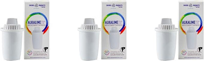 New Wave Enviro Alkaline Pitcher Replacement Cartridge 3 Pack, 80 Gallon Filter Life per Cartridge, Easy Installation, White