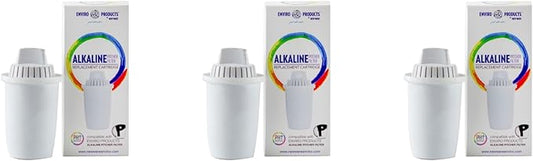 New Wave Enviro Alkaline Pitcher Replacement Cartridge 3 Pack, 80 Gallon Filter Life per Cartridge, Easy Installation, White