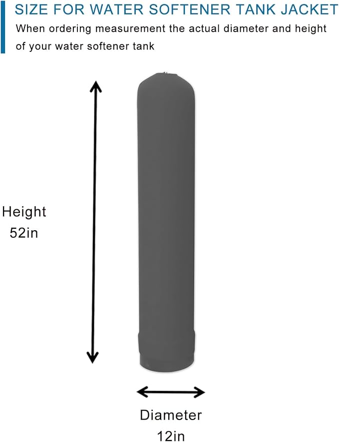Water Softener Jacket, Neoprene Water Softener Tank Jacket to Prevent Sweating, Water Softener Insulation Jacket Outdoor Insulated, Water Softener Cover (12 * 52inch,Grey)