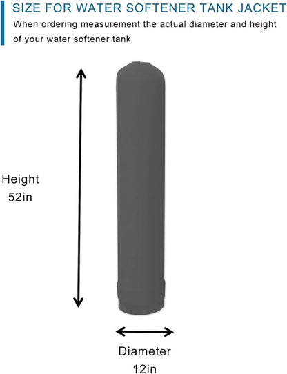 Water Softener Jacket, Neoprene Water Softener Tank Jacket to Prevent Sweating, Water Softener Insulation Jacket Outdoor Insulated, Water Softener Cover (12 * 52inch,Grey)