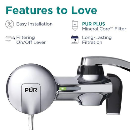 Plus Faucet Mount Water Filtration System, Horizontal (Matte Silver)