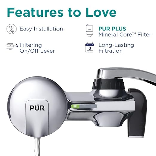 Plus Faucet Mount Water Filtration System, Horizontal (Matte Silver)