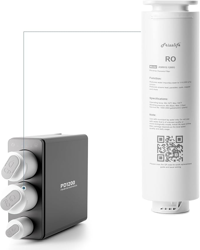 Frizzlife ASR612-1200G Replacement RO Filter Cartridge For PD1200 Reverse Osmosis System(2nd Stage)