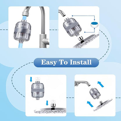 12-Layer Composite Filter Shower Water Softener, Hard Water Softener, Chlorine & Heavy Metal Filtration,Improves Skin & Hair Texture, High-Flow Water Purification System