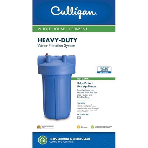Culligan HD-950A Whole-House Heavy Duty 1" Inlet/(Outlet Water Filtration Housing, Blue (Pack of 2)