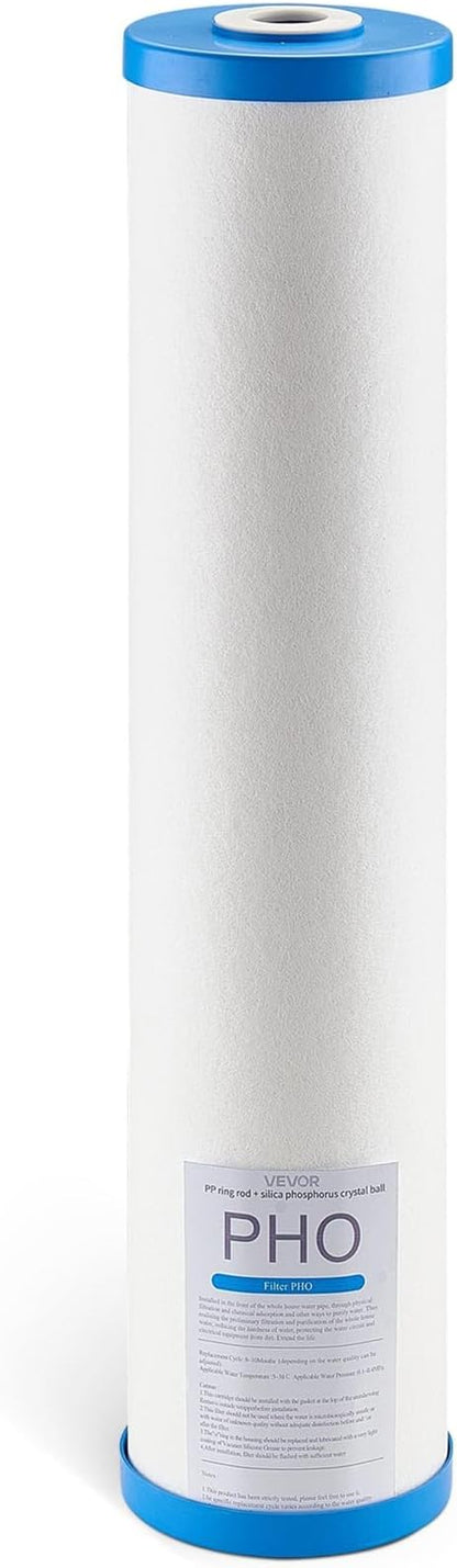 VEVOR Whole House Water Filter Replacement Cartridge, 4.5" x 20" Polyphosphate Scale Inhibitor Filter for Whole Home Water Filtration System, Reduce Chlorine, Taste, Odor, Prevent Corrosion