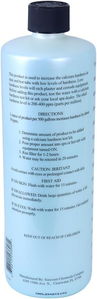 SpaChoice 1-Quart 4-Pack Premium Increase Calcium, Liquid Calcium Hardness Increaser Hot Tub, Made in USA