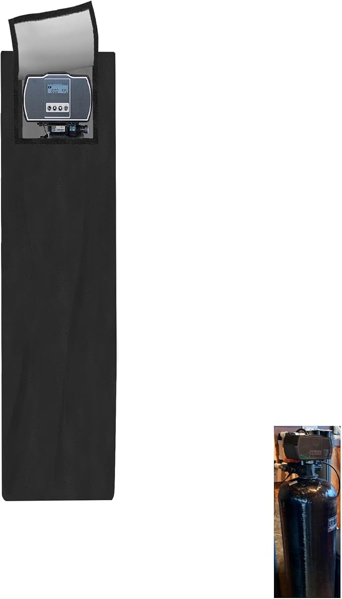 Water Softeners Cover for Outside Units,Water Softener Protective Cover for Filter Tank 64’’H×14’’D,Double-layer Waterproof Cover for Water Softener,All-Weather Protection,Black