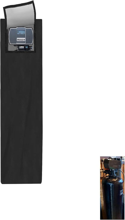 Water Softeners Cover for Outside Units,Water Softener Protective Cover for Filter Tank 64’’H×14’’D,Double-layer Waterproof Cover for Water Softener,All-Weather Protection,Black