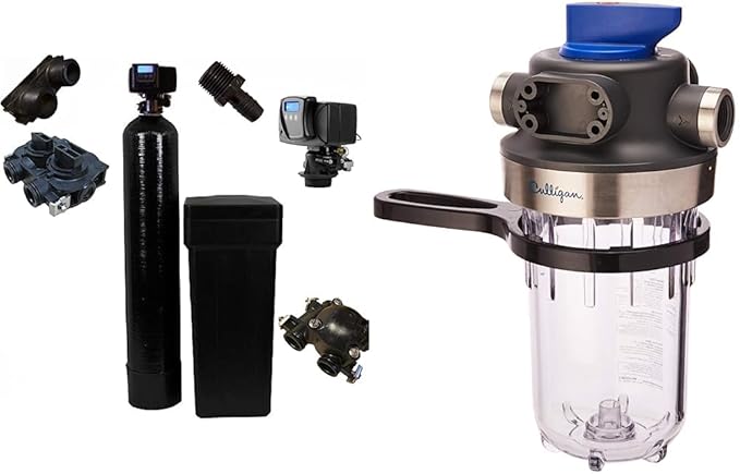 Fleck Whole House Water Softener System Bundle with Culligan Whole House Water Filter