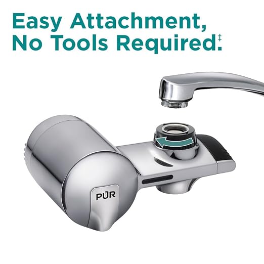 Plus Faucet Mount Water Filtration System, Horizontal (Matte Silver)