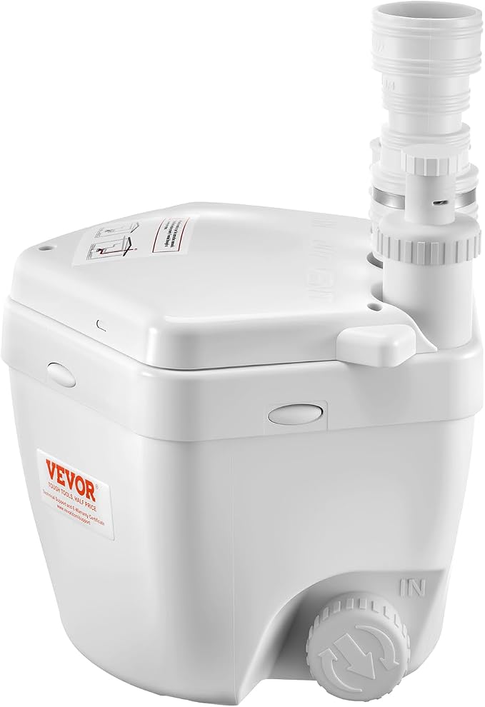 VEVOR Utility Sink Pump, 1 HP, 2200 GPH Under Sink Pump with 3 Water Inlets 1 Outlet, 36 ft Max Lift, Cast Aluminum Motor, Macerating Toilet System, for Sink Shower Wash Bin Urinal Kitchen Basement | for Shower Kitchen Basement, Cast Aluminum Motor, 1....