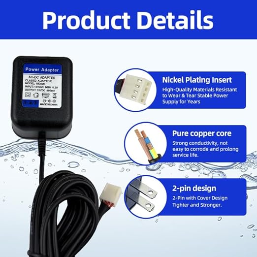 15VDC Soft Water Transformer Replace for Clack Water Softener Power Cord, for Water Solutions Clack Part V3186-06
