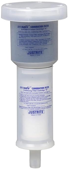 Justrite Aerosolv Replacement Combination Carbon Filter for 28202, Aerosol Can Recycling System, Coalescing, 28197