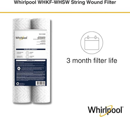 Whirlpool 10" x 2.5" Whole House Sediment Water Filters, WHKF-WHSW, 35 Micron, NSF Certified Reduces Sand, Soil, Silt & Rust for Standard Filter Housings, 24-Pack