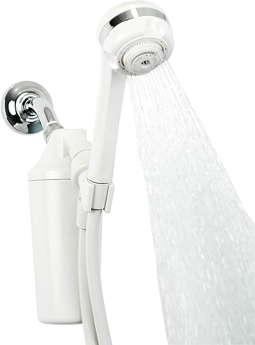 Aquasana Shower Filter for Hair & Skin | Reduces 90% of Chlorine | Handheld Wand Shower Head with 3 Settings | Dermatologist-Recommended | WaterSense Certified | AQ-4105-E