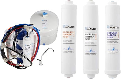 Home Master TMAFC Artesian Full Contact RO System 7-stages 4.5s Fill Rate & ISetTMA8 Water Filter Change Set White