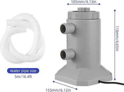Kavolet Pool Filter Pump, Cartridge Filter Pump for Above Ground Pools 530 GPH 250L/H Flow Rate Low Noise Improved Circulation Filtration Water Filter Pump Cartridge with 2 Hose/Filter Cartridge