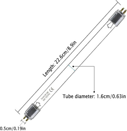 Coospider 6W UV Bulb with Ozone for 6w lamp, Replacement T5 Bulbs, 2 - Pack, 110V