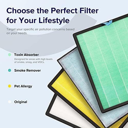 LEVOIT Genuine Vital 100S-P Air Purifier Toxin Absorber Replacement Filter, Supports HEPA Sleep Mode, HighEfficiency Activated Carbon for Removal of Odor, Pollen, Vital 100S-RF-TX, Green (Pack of 10)