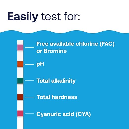 HTH 1279R Pool Care 6-Way Test Strips, Swimming Pool Water Chemical Tester, 35 Count