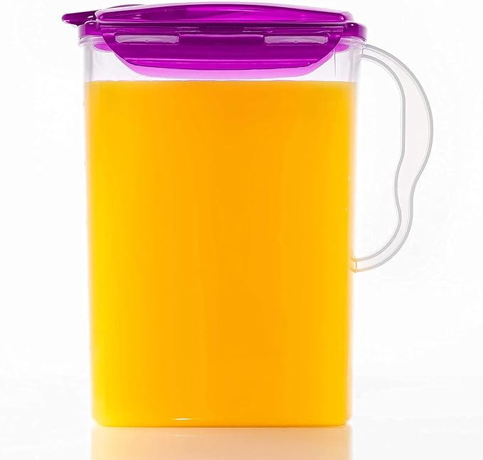 LocknLock Aqua Fridge Door Water Jug | Clear Pitcher | BPA Free Plastic Pitcher with Lid | 3 Quart Pitcher with Lid for Water, Juice, Tea & More Beverages, Purple