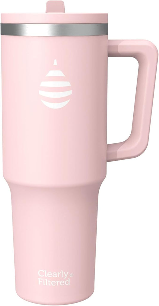 Clearly Filtered Water Bottle | Removes 200+ Contaminants, Double-Wall Insulated Stainless Steel, BPA/BPS Free, Phthalate Free, Filters Flouride Lead Chlorine (40oz, Blush)