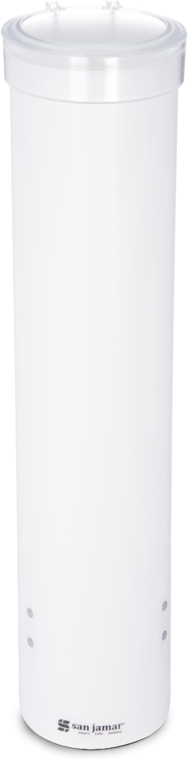 San Jamar Medium Pull-Type Cup Dispenser 4-10 Oz. Cups with Flip Cap for Restaurants, Dining Halls, and Fast Food Plastic, 16 Inches, White