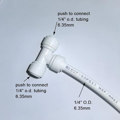 Malida 1/4" Tee 3 Way Tube Quick Connect Push Fit RO Water Reverse Osmosis System set of 10