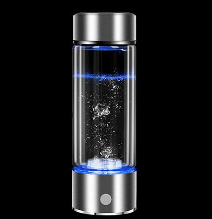Gaone H2 Hydrogen Water Bottle Hydrogen Water Maker Electrolyzed Hydrogen Water Hot and Cold Water General Purpose Colorful Lights Effect Hydrogen Generator 450Ml,Silver