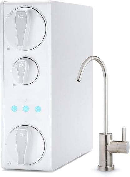 iSpring RO500-BN, NSF Certified Tankless RO Reverse Osmosis Water Filtration System, 500 GPD Fast Flow, Brushed Nickel Faucet, 2:1 Pure to Drain Ratio, White