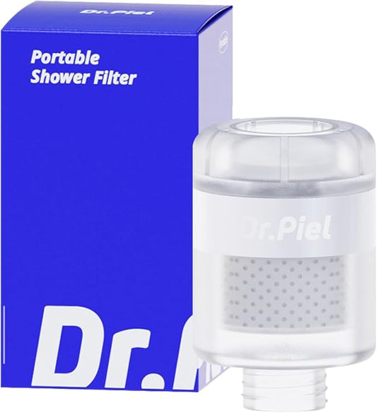 Dr.Piel Superior Travel Shower Filter – Ultra-Compact & Lightweight Portable Shower Filter, NSF Certified, Advanced Filtration for Travel & Hotel Use