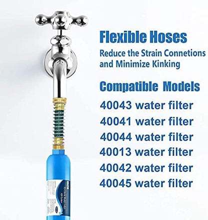 Bringpure RV Water Filter with 90 Degree Elbow and Flexible Hose Protector | NSF 42/372 Certified, Reduce Chlorine, Odor, Taste, Rust and Fluoride in Drinking Water, Dedicated for RV and Marine, 4 Pack