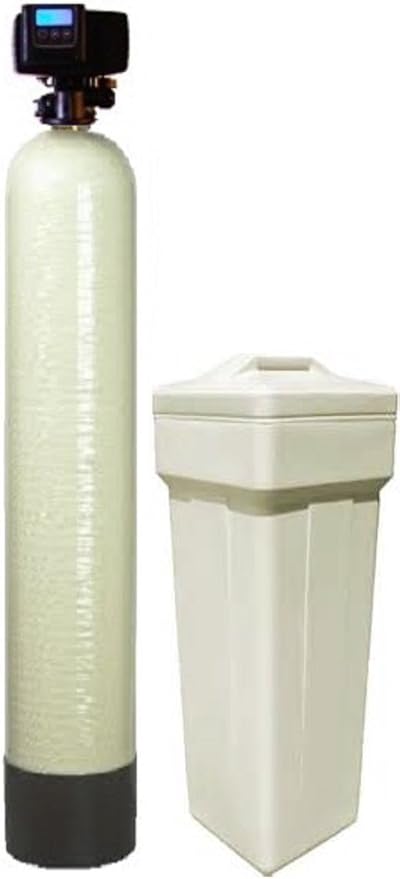 Fleck 5600 SXT Meter Demand Water Softener Grain Capacity 10% Commercial Grade Cation Resin (32,000, Almond)