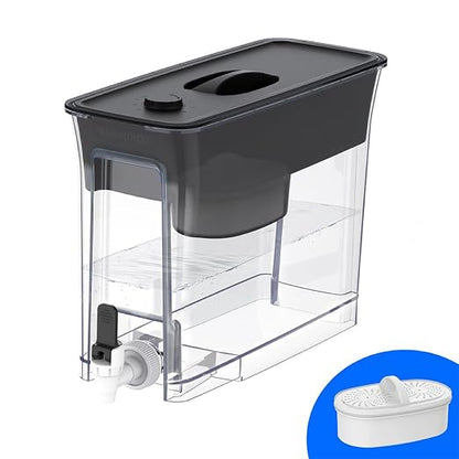Waterdrop WFD-40L-L Water Filter Dispenser, 35-Cup Large Capacity, Black | 200-Gallon Long-Life, Faster Filtration, Reduces Chlorine, PFOA/PFOS and More, BPA Free