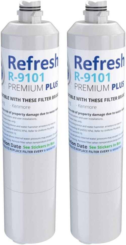 Refresh Plus R-9101 Refrigerator Water Filter Replacement for Samsung DA29-00020A, DA29-00020B, HAF-CIN/EXP, NSF 53 Tested, 6-Month 300 Gallon Filter, 2 Pack