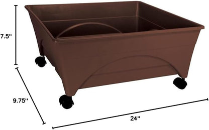 Emsco Group 2345 City Raised Bed Grow Box – Self Watering and Improved Aeration – Mobile Unit with Casters Picker, Earth Brown